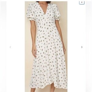 Faithfull the Brand White Floral Midi Dress